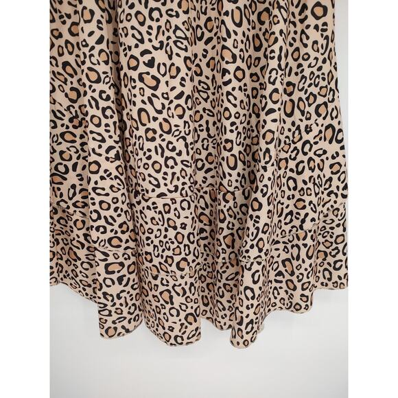 Unbranded Woman's Hi Low Hem Leopard Print Pull on Flare Skirt colorful Retro - Picture 6 of 7